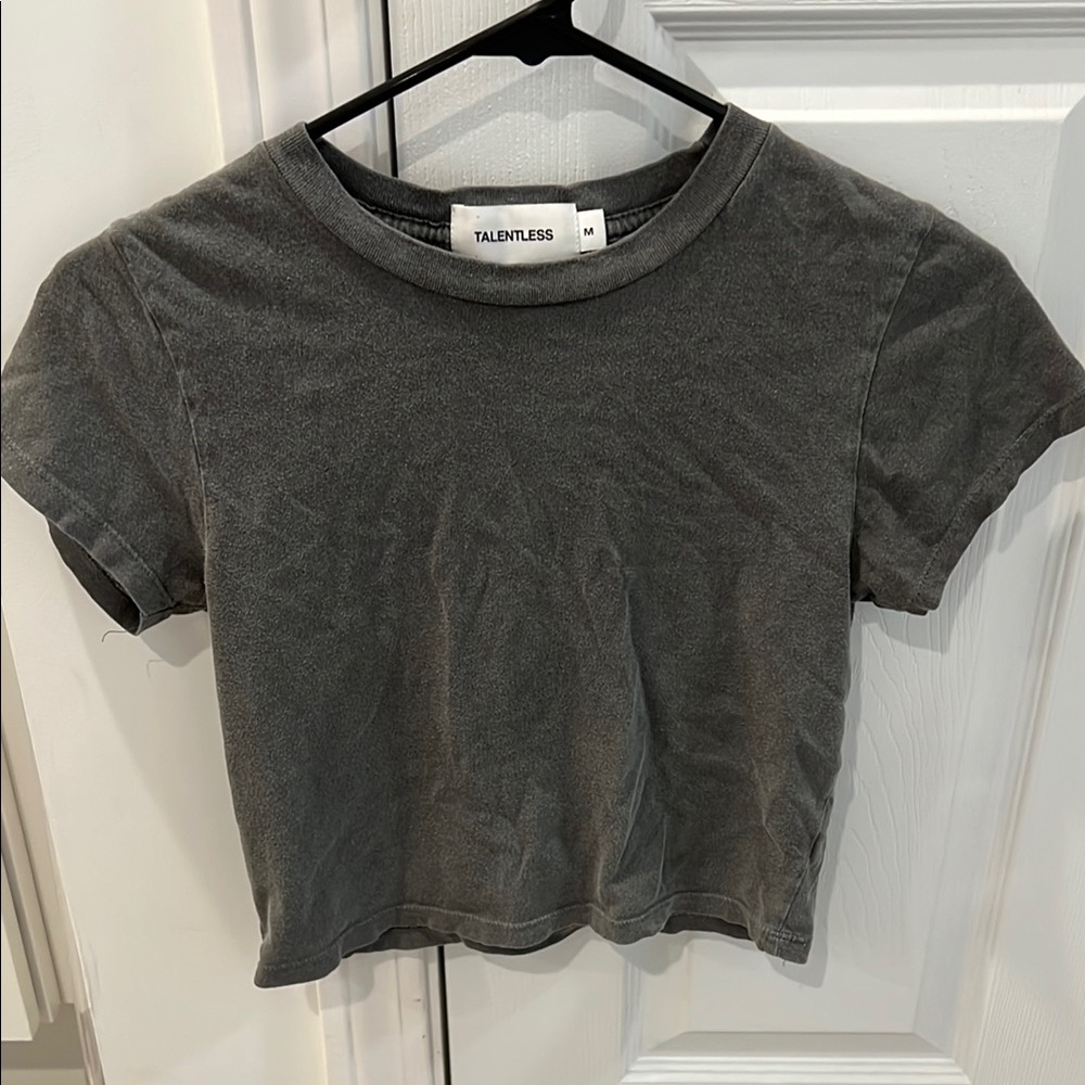 Talentless Steel Grey Cropped Baby Tee